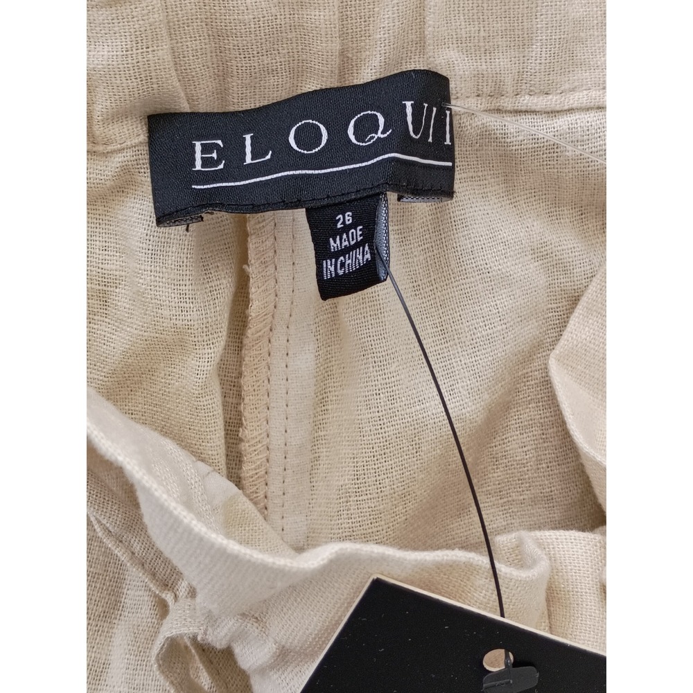 NWT ELOQUI Linen Blend Paperbag Waist Cropped Pants Beige Fits L/XL $XXX Coastal - Picture 4 of 14